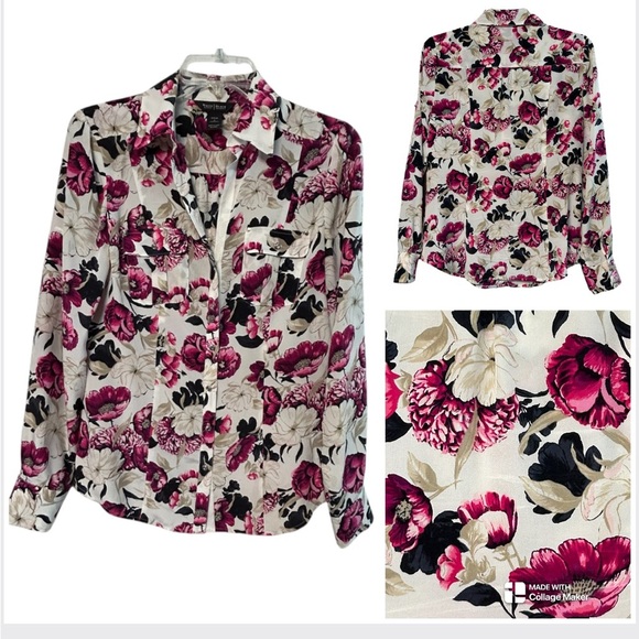 WHBM 100% silk button up top - Picture 1 of 9